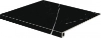 schodová tvarovka DCF65833 černá matná 60x53 rektifikovaná v designu mramoru
