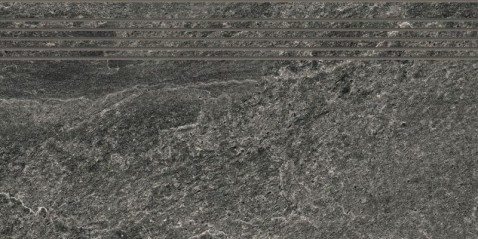 RAKO CORE schodovka DCPSR875 night 60x30 černá v designu štípané břidlice