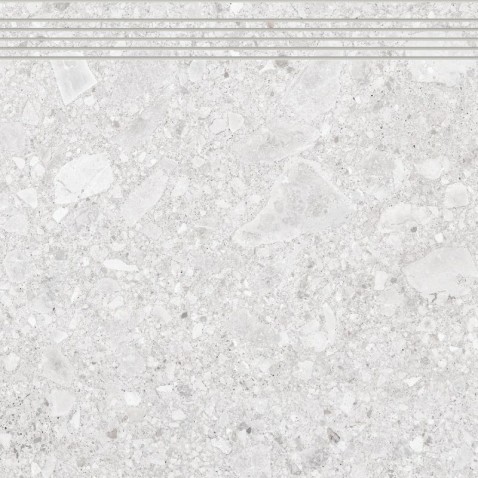 RAKO RAVE schodovka DCP62899 Rice 60x60 bílošedá v designu kamene s přírodními oblázky